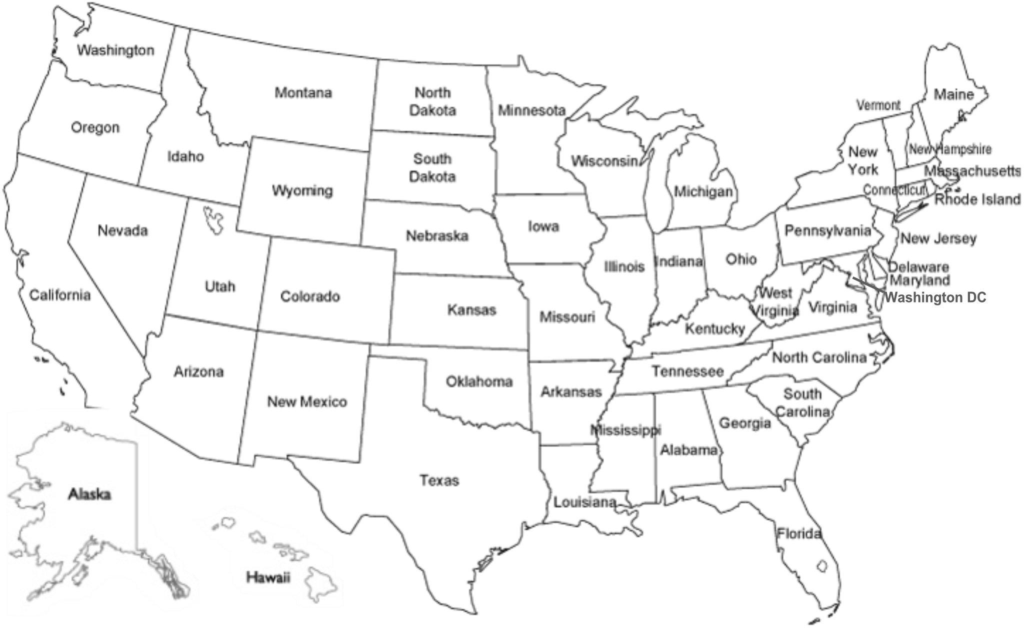 USA Map to locate Military Bases